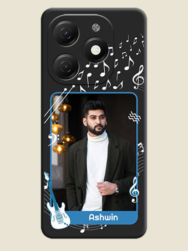 Custom Musical Theme Design with Text - Photo on Space Black Soft Matte Mobile Case - Tecno Spark 20