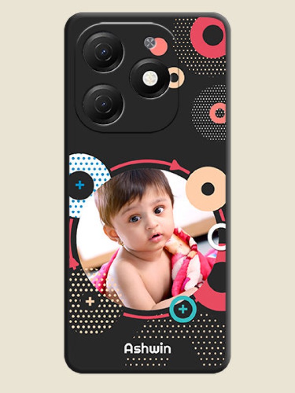 Custom Multicoloured Round Image on Personalised Space Black Soft Matte Cases - Tecno Spark 20