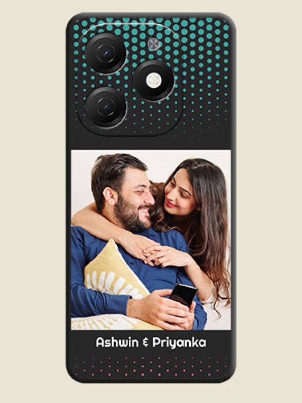 Custom Faded Dots with Grunge Photo Frame and Text on Space Black Custom Soft Matte Phone Cases - Tecno Spark 20