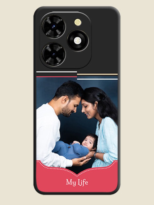 Custom Classic Plain Design with Name - Photo on Space Black Soft Matte Phone Cover - Tecno Spark 20C