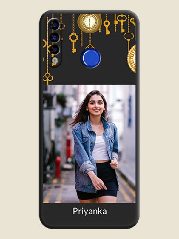 Custom Decorative Design with Text on Space Black Custom Soft Matte Back Cover - Tecno Spark 4