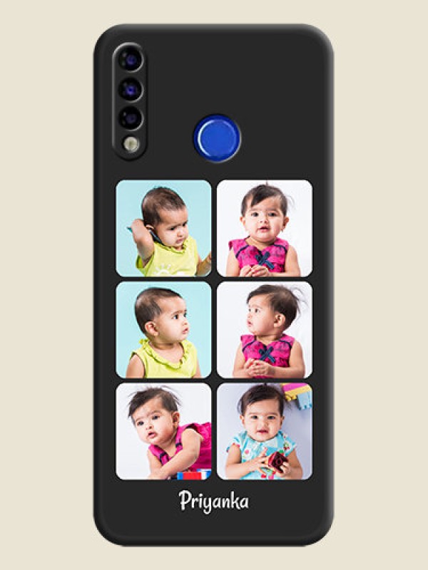 Custom Floral Art with 6 Image Holder on Photo on Space Black Soft Matte Mobile Case - Tecno Spark 4