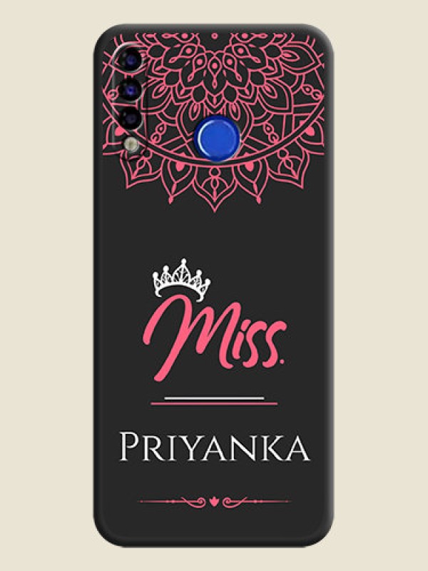 Custom Mrs Name with Floral Design on Space Black Personalized Soft Matte Phone Covers - Tecno Spark 4
