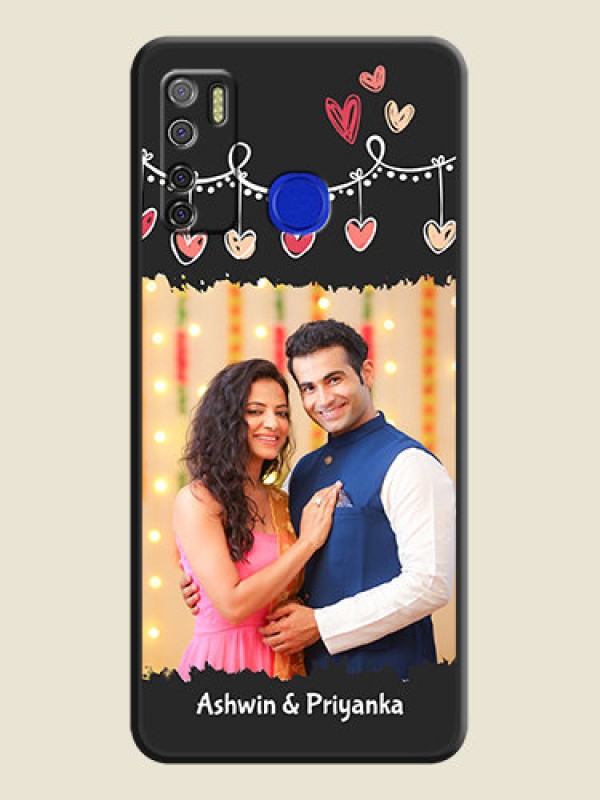 Custom Pink Love Hangings with Name on Space Black Custom Soft Matte Phone Cases - Tecno Spark 5 Pro