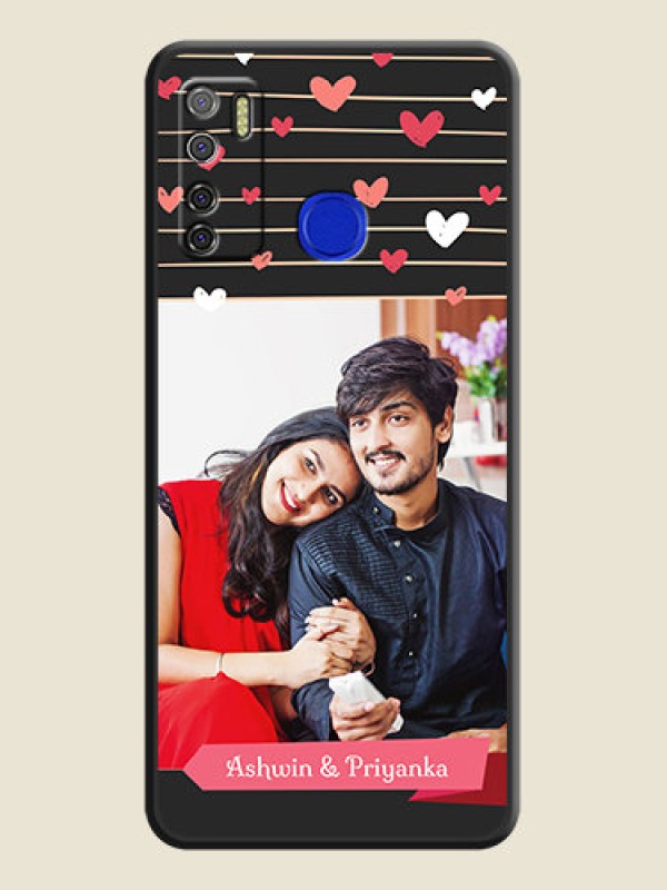 Custom Love Pattern with Name on Pink Ribbon  on Photo on Space Black Soft Matte Back Cover - Tecno Spark 5 Pro
