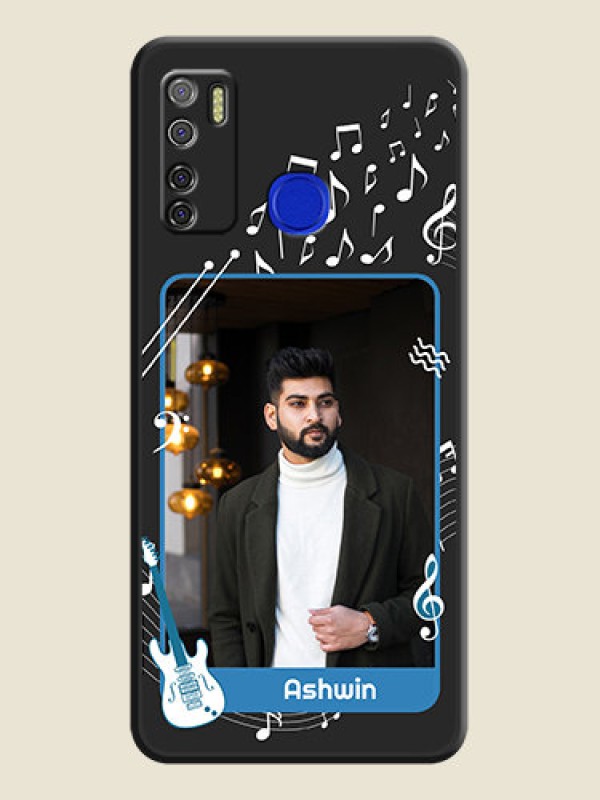 Custom Musical Theme Design with Text on Photo on Space Black Soft Matte Mobile Case - Tecno Spark 5 Pro