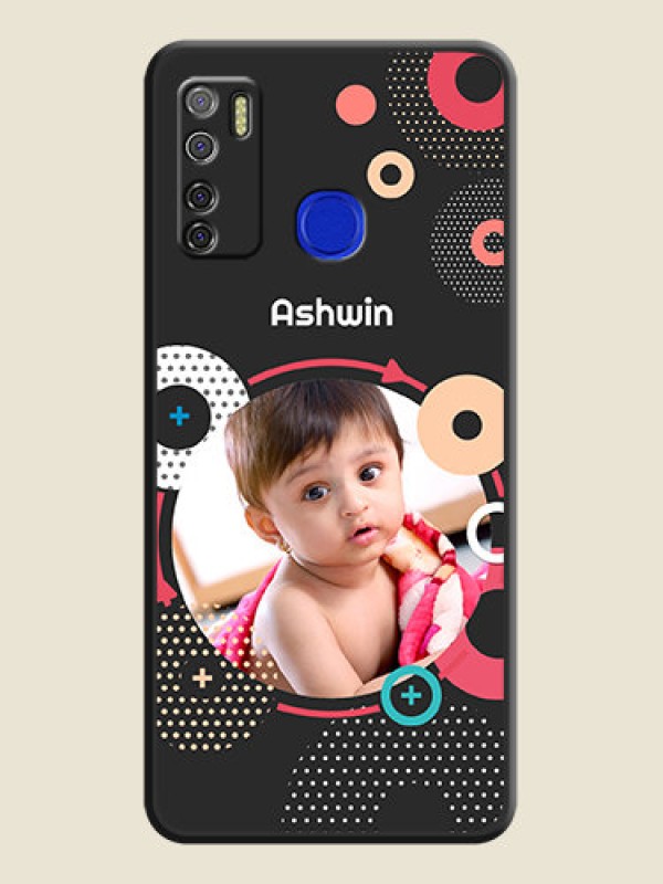 Custom Multicoloured Round Image on Personalised Space Black Soft Matte Cases - Tecno Spark 5 Pro