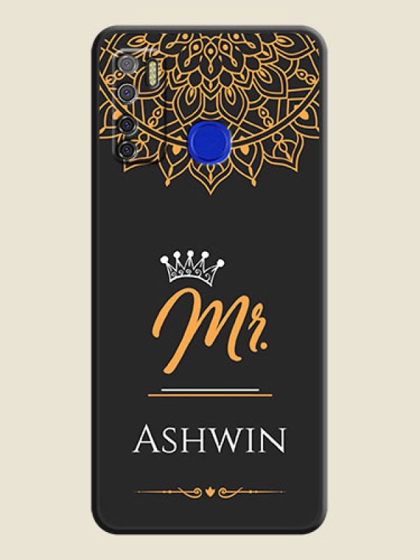 Custom Mr Name with Floral Design  on Personalised Space Black Soft Matte Cases - Tecno Spark 5 Pro