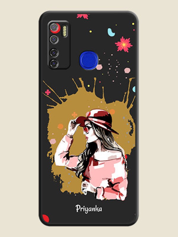 Custom Mordern Lady With Color Splash Background With Custom Text On Space Black Personalized Soft Matte Phone Covers -Tecno Spark 5 Pro