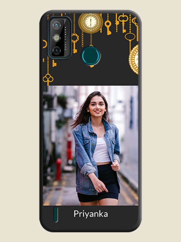 Custom Decorative Design with Text on Space Black Custom Soft Matte Back Cover - Tecno Spark 6 Go
