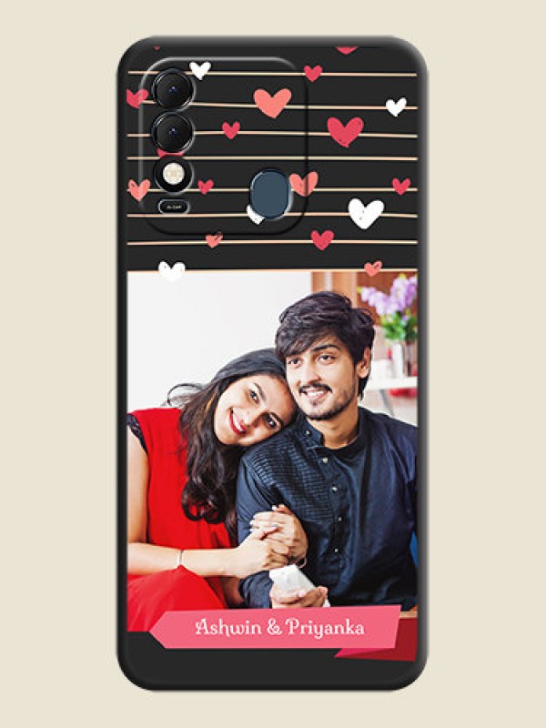Custom Love Pattern with Name on Pink Ribbon  on Photo on Space Black Soft Matte Back Cover - Tecno Spark 8