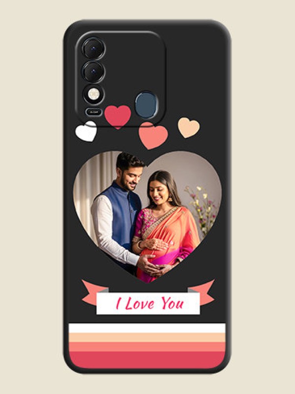 Custom Love Shaped Photo with Colorful Stripes on Personalised Space Black Soft Matte Cases - Tecno Spark 8