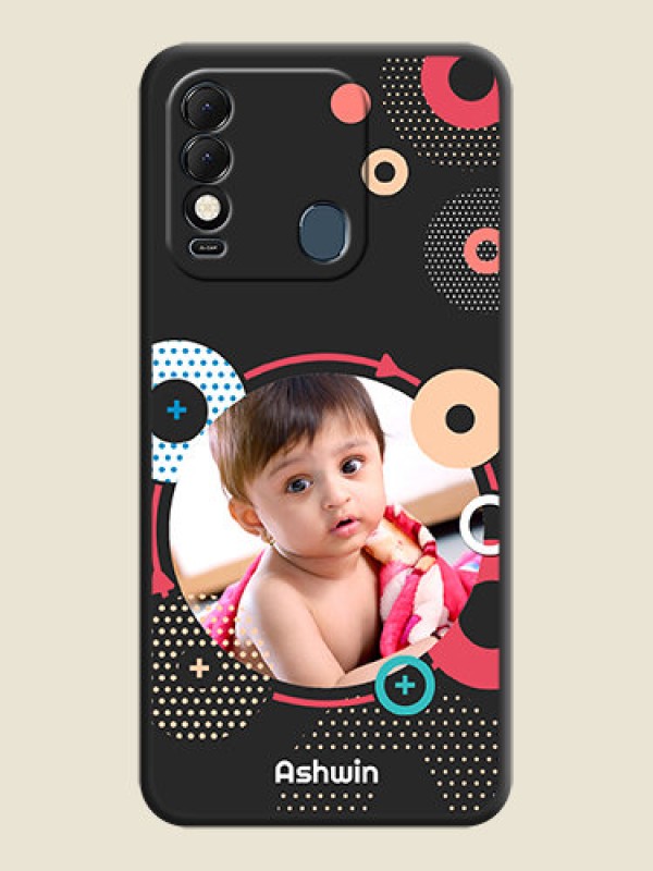 Custom Multicoloured Round Image on Personalised Space Black Soft Matte Cases - Tecno Spark 8