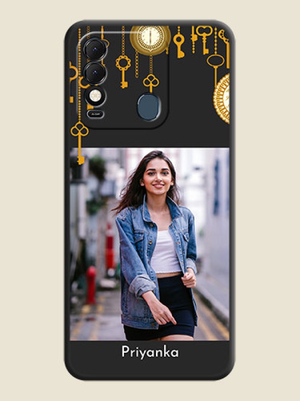 Custom Decorative Design with Text on Space Black Custom Soft Matte Back Cover - Tecno Spark 8