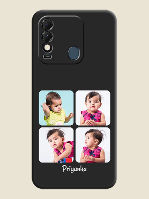 Custom Floral Art with 6 Image Holder on Photo on Space Black Soft Matte Mobile Case - Tecno Spark 8