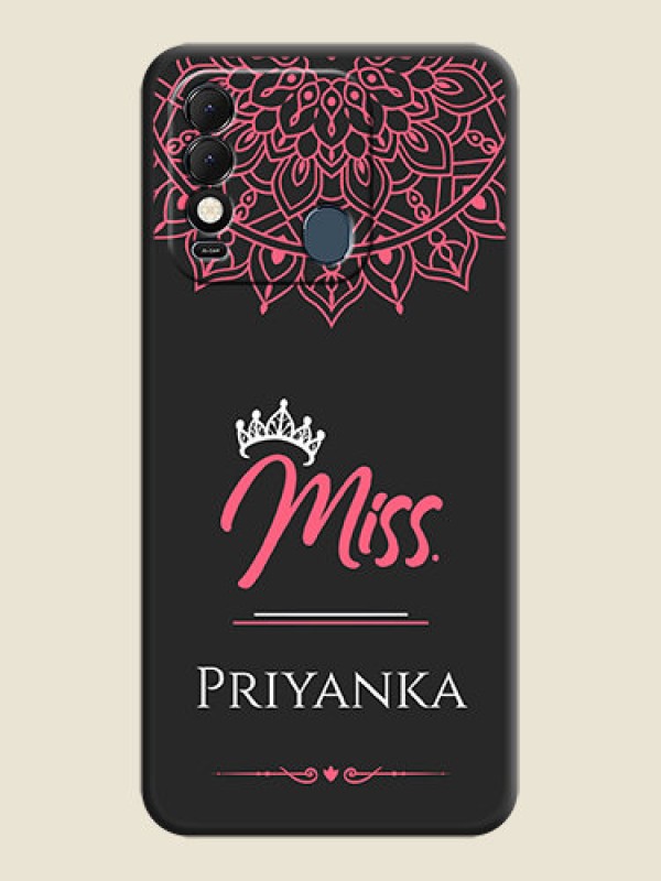 Custom Mrs Name with Floral Design on Space Black Personalized Soft Matte Phone Covers - Tecno Spark 8