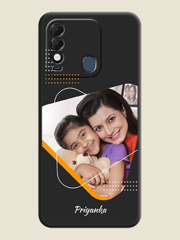 Custom Yellow Triangle on Photo on Space Black Soft Matte Phone Cover - Tecno Spark 8