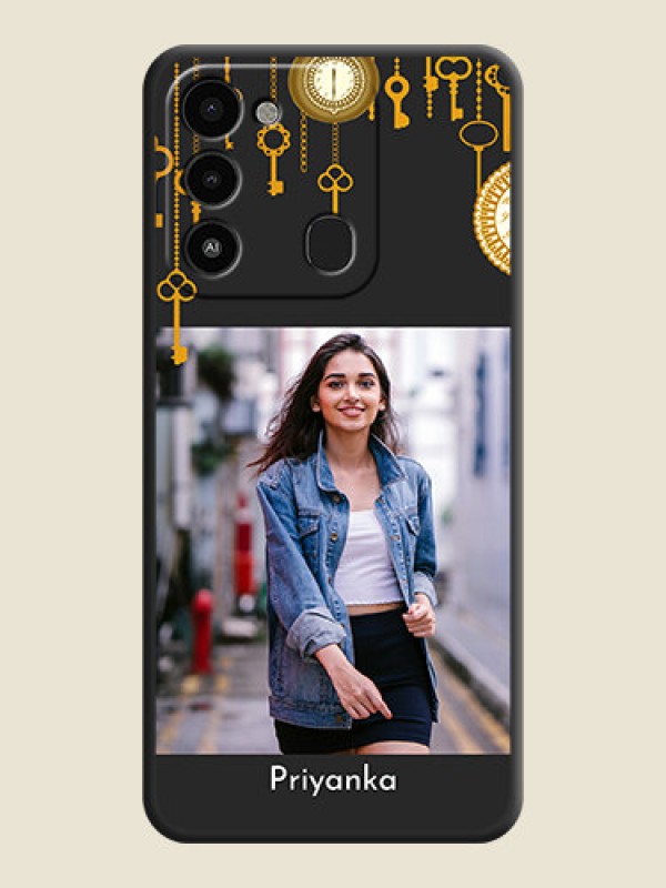 Custom Decorative Design with Text on Space Black Custom Soft Matte Back Cover - Tecno Spark 8C
