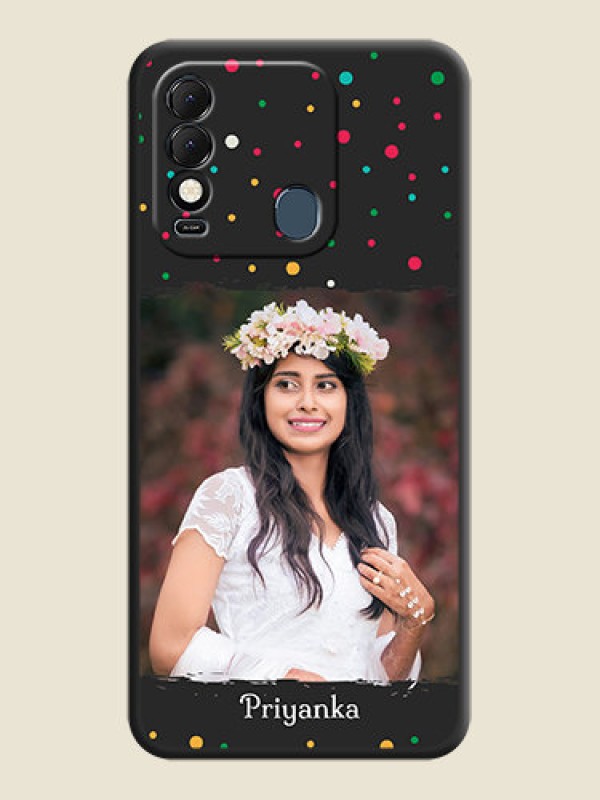 Custom Multicolor Dotted Pattern with Text on Space Black Custom Soft Matte Phone Back Cover - Tecno Spark 8T