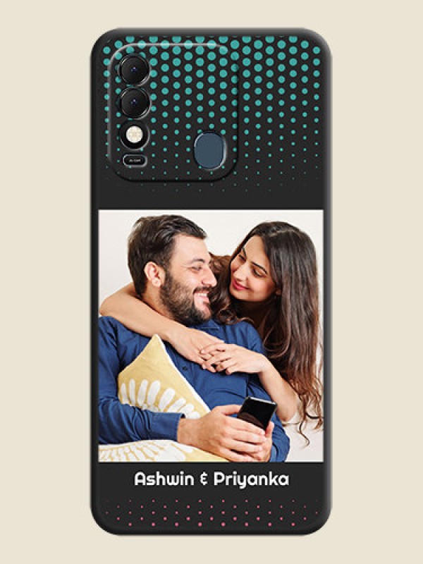 Custom Faded Dots with Grunge Photo Frame and Text on Space Black Custom Soft Matte Phone Cases - Tecno Spark 8T