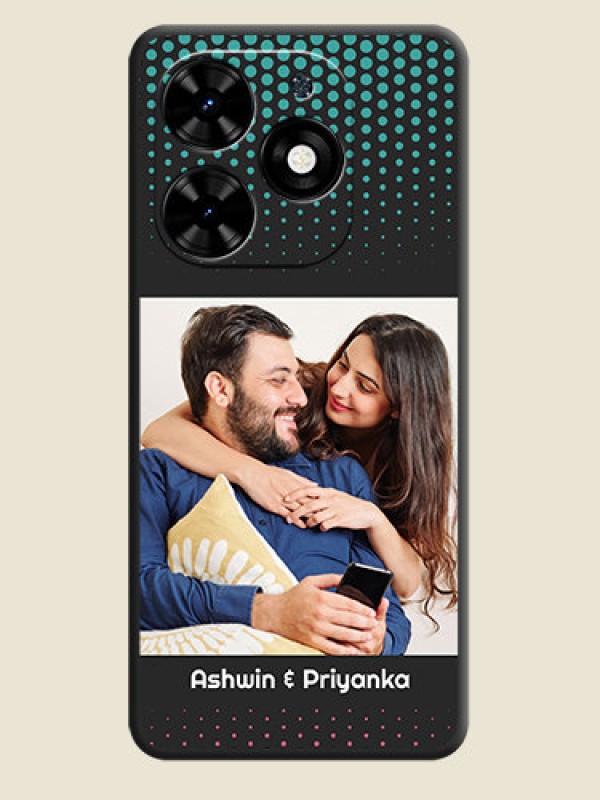 Custom Faded Dots with Grunge Photo Frame and Text on Space Black Custom Soft Matte Phone Cases - Tecno Spark Go 2024