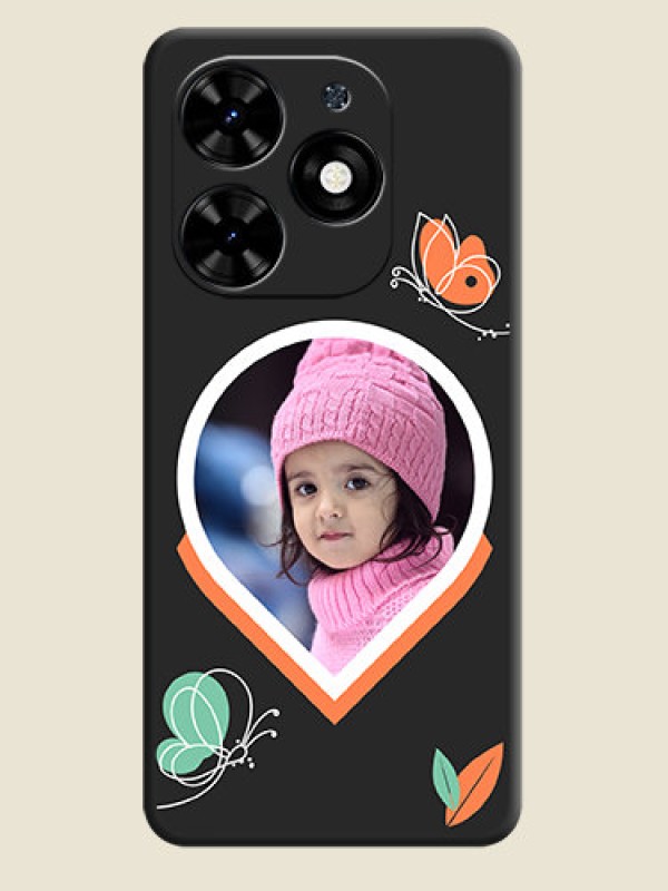 Custom Upload Pic With Simple Butterly Design On Space Black Personalized Soft Matte Phone Covers - Tecno Spark Go 2024