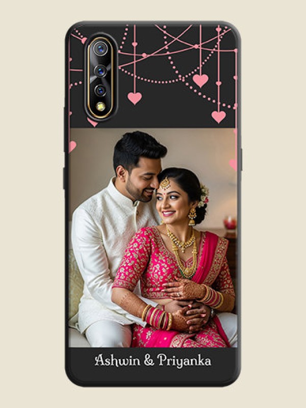 Custom Pink Love Hangings with Text on Space Black Custom Soft Matte Back Cover - Vivo S1