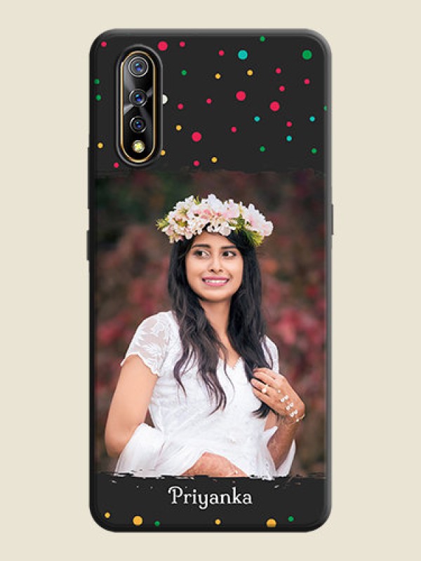 Custom Multicolor Dotted Pattern with Text on Space Black Custom Soft Matte Phone Back Cover - Vivo S1
