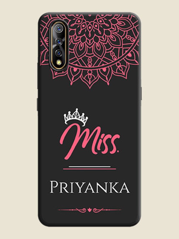 Custom Mrs Name with Floral Design on Space Black Personalized Soft Matte Phone Covers - Vivo S1