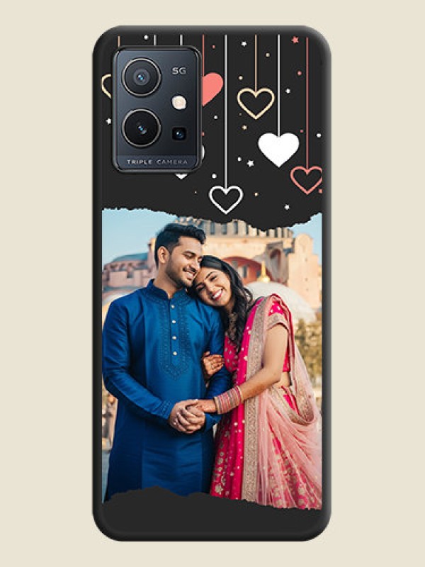 Custom Love Hangings with Splash Wave Picture on Space Black Custom Soft Matte Phone Back Cover - Vivo T1 5G