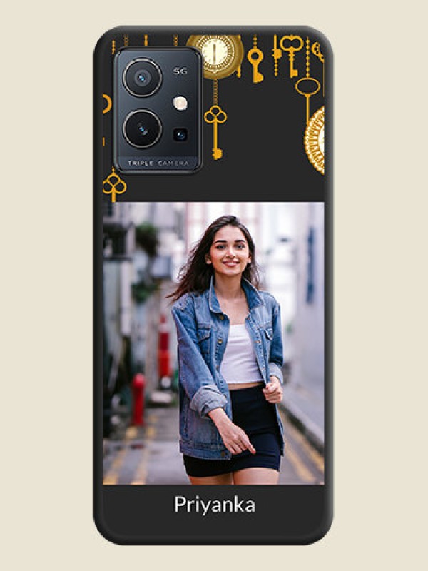 Custom Decorative Design with Text on Space Black Custom Soft Matte Back Cover - Vivo T1 5G