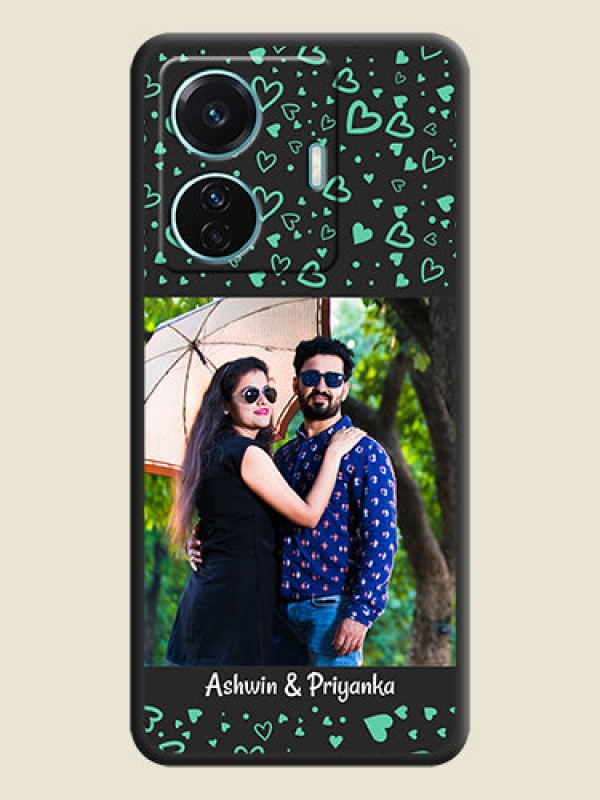 Custom Sea Green Indefinite Love Pattern on Photo on Space Black Soft Matte Mobile Cover - Vivo T1 Pro 5G