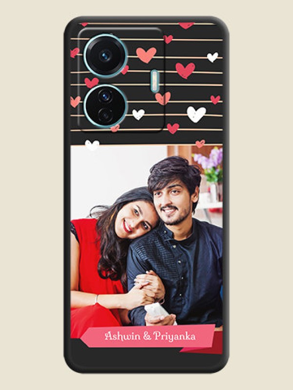 Custom Love Pattern with Name on Pink Ribbon  on Photo on Space Black Soft Matte Back Cover - Vivo T1 Pro 5G