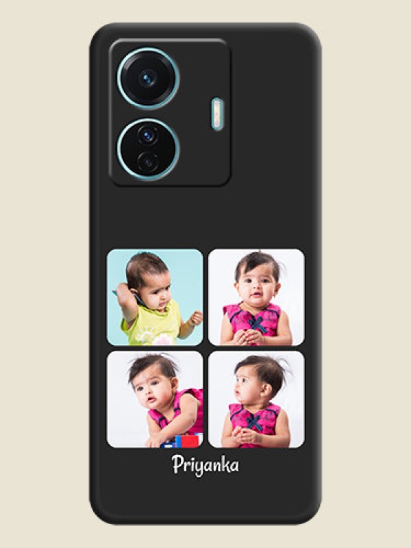 Custom Floral Art with 6 Image Holder on Photo on Space Black Soft Matte Mobile Case - Vivo T1 Pro 5G
