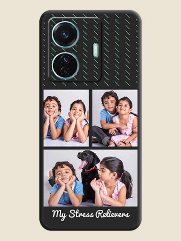 Custom Cross Dotted Pattern with 2 Image Holder  on Personalised Space Black Soft Matte Cases - Vivo T1 Pro 5G