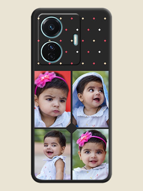 Custom Multicolor Dotted Pattern with 4 Image Holder on Space Black Custom Soft Matte Phone Cases - Vivo T1 Pro 5G