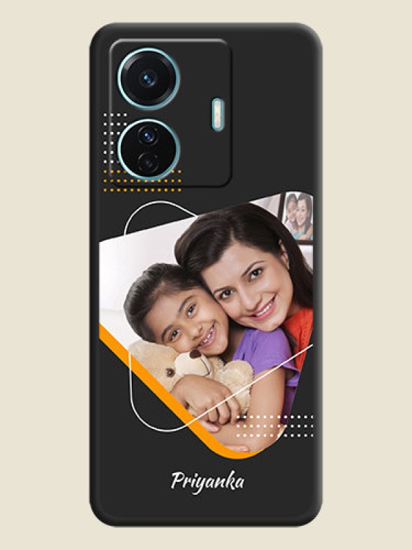 Custom Yellow Triangle on Photo on Space Black Soft Matte Phone Cover - Vivo T1 Pro 5G