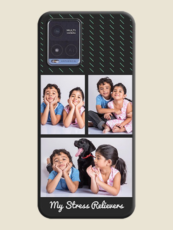 Custom Cross Dotted Pattern with 2 Image Holder  on Personalised Space Black Soft Matte Cases - Vivo T1x