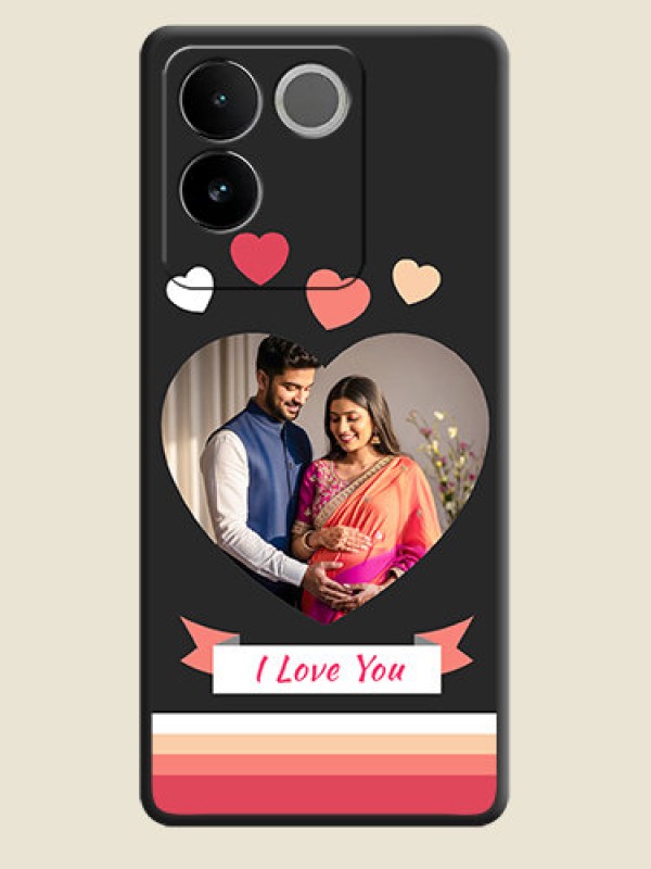 Custom Love Shaped Photo with Colorful Stripes On Space Black Custom Soft Matte Mobile Back Cover - Vivo T2 Pro 5G