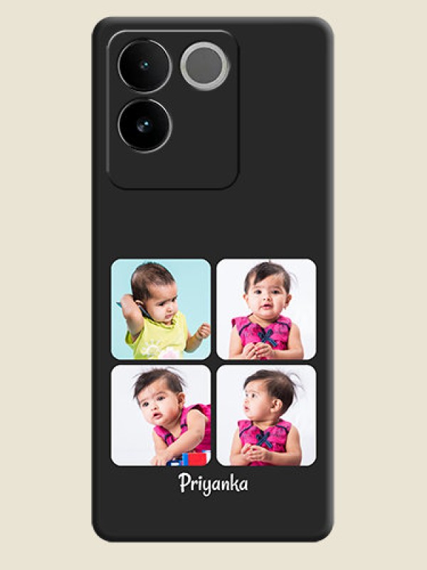 Custom Floral Art with 6 Image Holder on Photo On Space Black Custom Soft Matte Mobile Back Cover - Vivo T2 Pro 5G