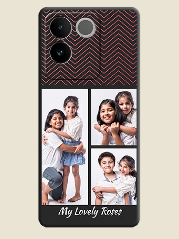 Custom Wave Pattern with 3 Image Holder On Space Black Custom Soft Matte Mobile Back Cover - Vivo T2 Pro 5G