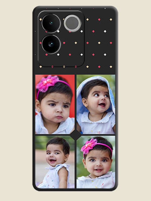 Custom Multicolor Dotted Pattern with 4 Image Holder On Space Black Custom Soft Matte Mobile Back Cover - Vivo T2 Pro 5G