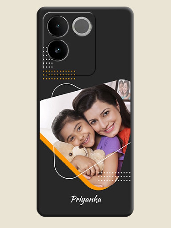 Custom Yellow Triangle on Photo On Space Black Custom Soft Matte Mobile Back Cover - Vivo T2 Pro 5G