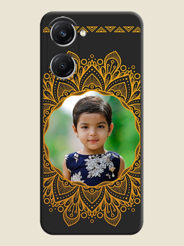 Custom Round Image with Floral Design On Space Black Custom Soft Matte Mobile Back Cover - Vivo T3 Lite 5G