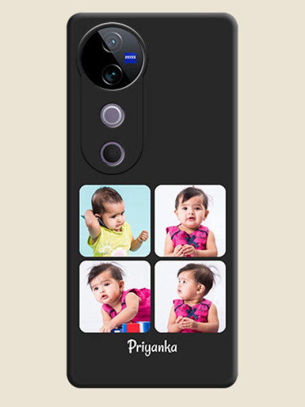 Custom Floral Art with 6 Image Holder on Photo On Space Black Custom Soft Matte Mobile Back Cover - Vivo T3 Ultra