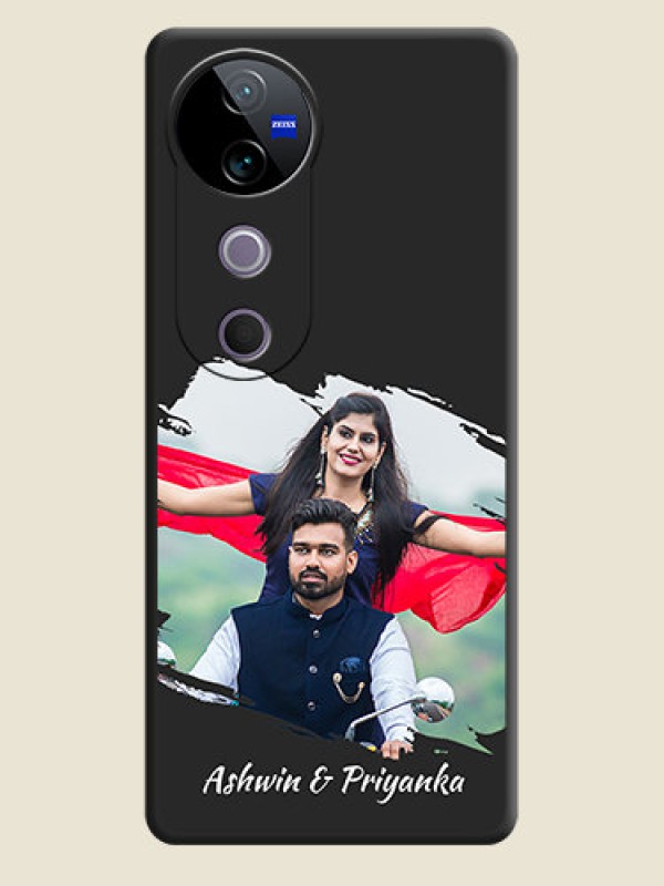 Custom Grunge Brush Strokes on Photo On Space Black Custom Soft Matte Mobile Back Cover - Vivo T3 Ultra