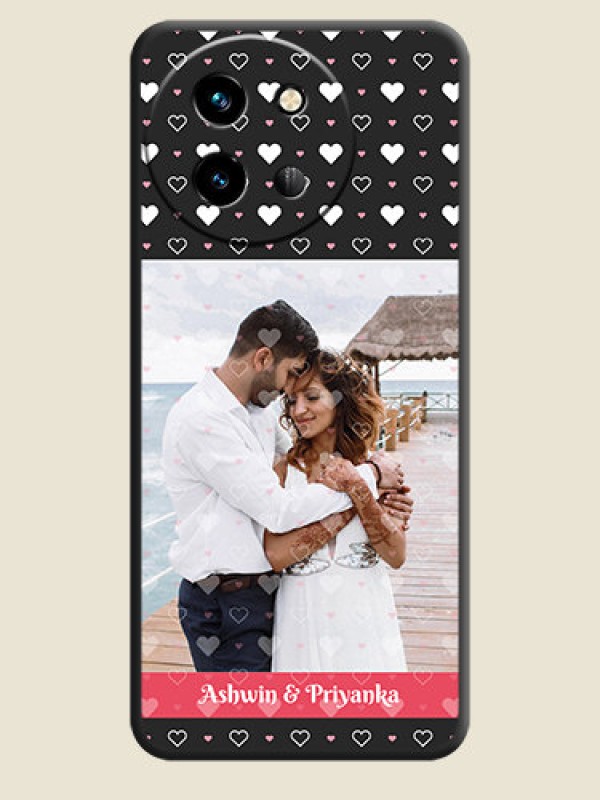 Custom White Color Love Symbols with Text Design on Photo On Space Black Custom Soft Matte Mobile Back Cover - Vivo T3X 5G