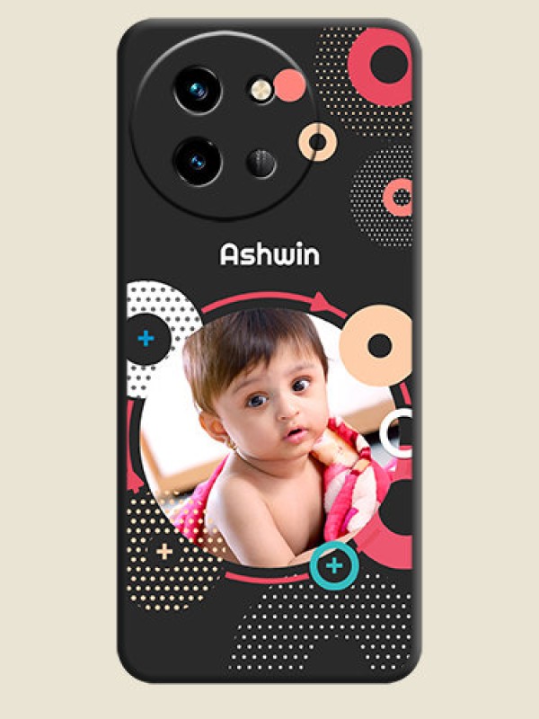 Custom Multicoloured Round Image On Space Black Custom Soft Matte Mobile Back Cover - Vivo T3X 5G