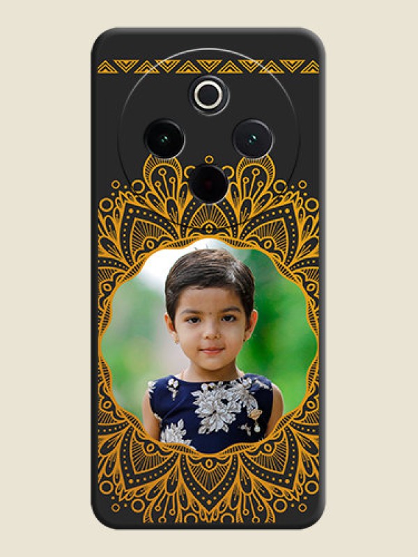 Custom Round Image with Floral Design On Space Black Custom Soft Matte Mobile Back Cover - Vivo T4 5G