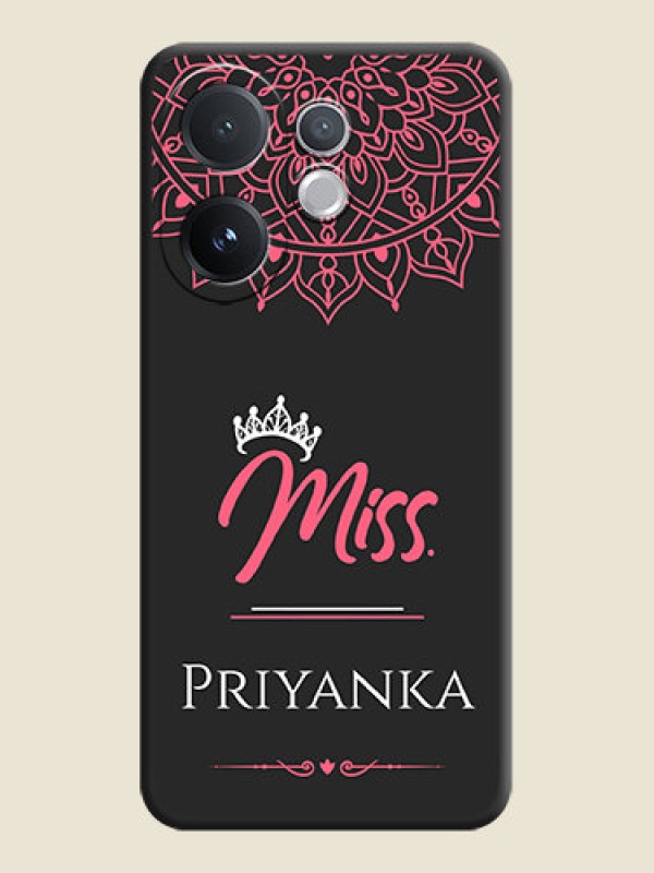 Custom Mrs Name with Floral Design On Space Black Custom Soft Matte Mobile Back Cover - Vivo T4 Pro 5G